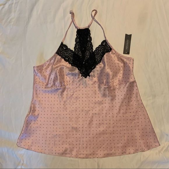 NWT Ambrielle Blush Pink Polkadot Silky Tank Top - Picture 2 of 16